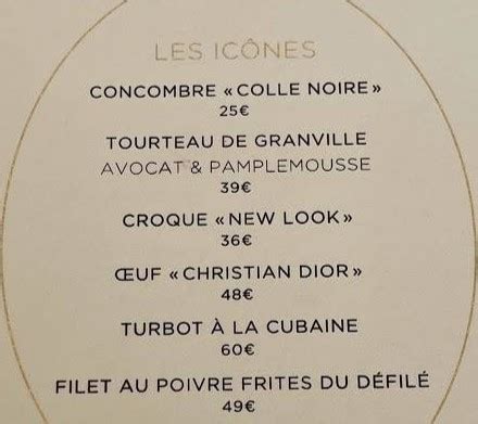 louis dior lounge menu prices